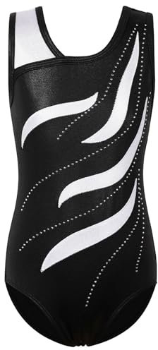 ZNYUNE Mädchen Farbverlauf Gymnastikanzug Ärmellos Kinder Gymnastik Trikot Klassisch B360 Blackwhite 14A