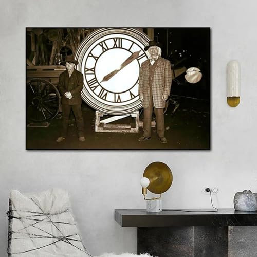 LSYALUCK Leinwandkunst „Zurück in die Zukunft“, klassisches Filmplakat, Retro-Wandkunst, Leinwandgemälde, Druck, Bilder, Wohnzimmer, Heimdekoration, 100 x 150 cm (39 x 59 Zoll), mit schwarzem Rahmen