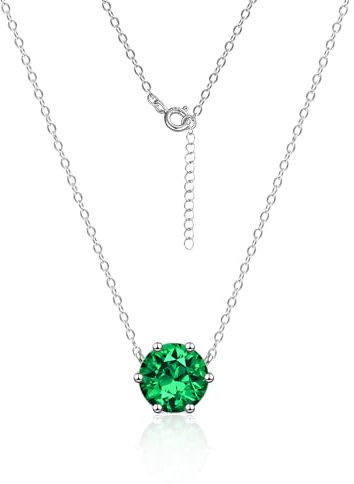 ALEXCRAF Halskette Damen Silber 925 mit Grün Zirkonia Silberkette Damen Herren Geschenke für Frauen Freundin Mama Mädchen
