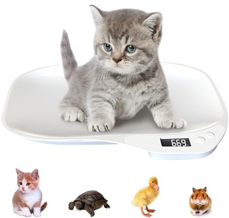 Tierwaage für Kleine Tiere, Hundewaage 15Kg (±1gram), LCD Digitale Katzenwaage mit 4 Wiegemodi (kg/oz/lb/ml), Kleine Digitalwaage Haustierwaage für Katzen,Haustiere, Küche (36 x 26cm) (15KG)