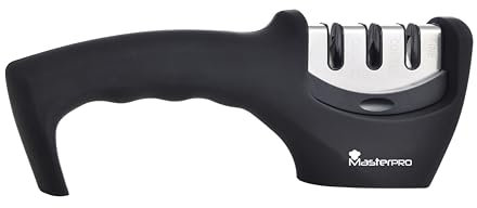 MasterPRO FOODIES COLLECTION - Afilador de Cuchillos de Acero Inoxidable 19x7.8x7 cm - Diseño Ergonómico - 100% Antiadherente - Recubrimiento de Silicona de Fácil Limpieza - Libre de Tóxicos