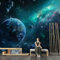 Fototapete 3D Wissenschaft Fiktion Universum Planet Erde Blau Design Tapete Fototapeten Tapeten Wandtapete moderne Wand Schlafzimmer Wohnzimmer