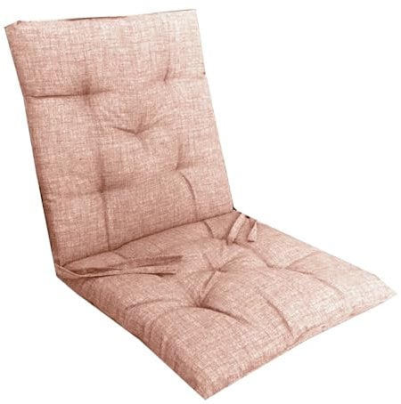 Set 4 Cuscini Sedia con Schienale Cucina Cuscino con Lacci Fascia Elastica da Giardino Esterno Cuscino Imbottito per Sdraio Prendisole Cuscino Poltrona Sdraio Relax Misura 40x80 cm Rosa Cipria