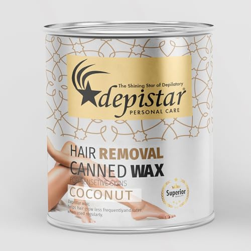 Cire d'épilation en pot Depistar 800 ml - Pot cire à épiler jetable avec bandes professionnel (Lot de 6, Coconut)