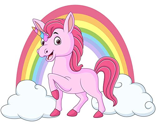 kleberio wunderschöner Autoaufkleber - Einhorn mit Regenbogen - wasserfeste Aufkleber Sticker Mädchen Pferde Geschenke Pony Geburtstag Tiersticker 12 x 9 cm
