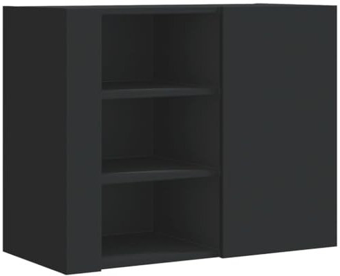 vidaXL Wandregal, Wandschrank mit Stauraum, Hängeschrank Hängeregal für Wohnzimmer, Regal Schrank Aufbewahrungsschrank Wandmontage, Schwarz Holzwerkstoff
