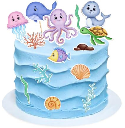 Blumomon 36 Stück Clown Fisch Oktopus Seepferdchen Krabbe Ozean Thema Kuchen Dekoration Ozean Tier Kuchen Topper Birthday Party Dekoration Supplies Geburtstagsfeier Dekoration