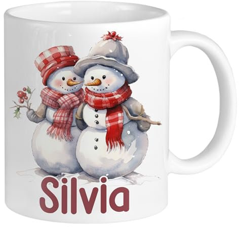 GRAZDesign Tasse Schneemänner witziges Geschenk mit Namen personalisiert Weihnachtstasse 330ml
