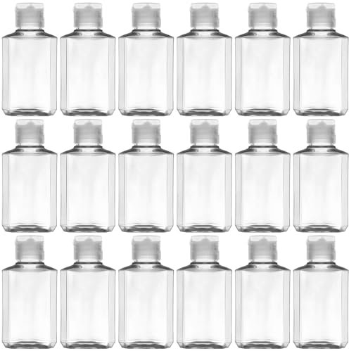 Chewtoyo 60 leere Händedesinfektionsmittelflaschen mit Klappdeckel, 60 ml, achteckiger, transparenter Kunststoff, ideal für Reisen, Zuhause, Büro