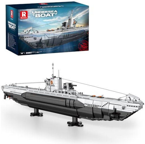 DUANT WW2 (Type VII) V2 U-Boot-Baustein-Bausatz, Military Series Großes U-Boot-Kriegsschiff-Sammelspielzeug, 3987 Klembausteine Technik Bootsbausatz für Jungen und Erwachsene