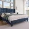 NQSLDM Polsterbett 140x200 cm, Bett mit Stauraum und Lattenrost, Bettgestell mit Gepolstertes Kopfteil, Doppelbett für Schlafzimmer und Gästezimmer, Leinen, Ohne Matratze, Blau