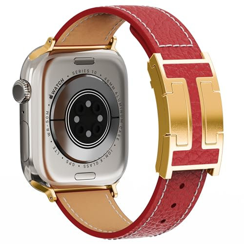 Cinturino magnetico in pelle compatibile con Apple Watch Ultra Band 49 mm, 46 mm, 45 mm, 44 mm, 42 mm, 41 mm, 40 mm, 38 mm, cinturino di ricambio per donne e uomini, iWatch Ultra 2/Ultra/SE/Series