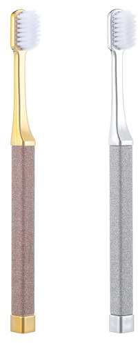 Sibba Lot de 2 brosses à dents manuelles souples pour adultes - Poils en bambou ultra nano - Pour gencives sensibles, hygiène bucco-dentaire
