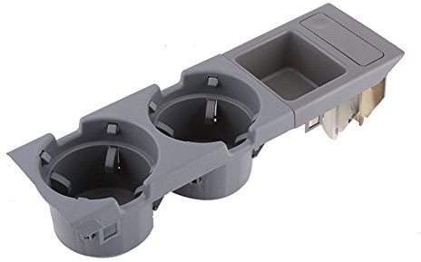 DriKou Car Front Center Console Cup Holder,with Holder fit Car Interior for E46 1998-2004 Black Attachment (Grey)