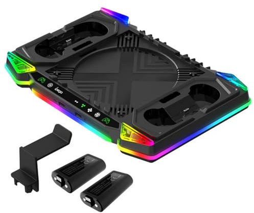 NOLOWY Cooling Stand Cooling Fan Charging Base for Series Console & Controller Vertical Cooling Systems with Headphone Holder Light