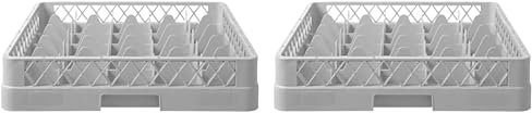 HENDI Spülkorb, Spülmaschinenkorb, Gläserkorb, für Gläser und Tassen, 25 Fächer, Polypropylen, 500x500x(H) 104mm, grau (Packung mit 2)