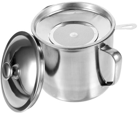 Hemobllo 1stück Ölfiltertopf Filterbehälter Für Frittieröl Aufbewahrung Von Speiseöl Und Bratfett Mit Feinem Sieb Rostfrei Und Benutzerfreundlich