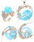 Uqezagpa Stilvolles, vom Meer inspiriertes Schmuck-Set mit Edelsteinen, Halskette, Anhänger, Ohrringe und Ringe für trendige Frauen