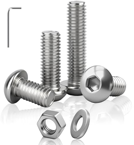 PDKKFF 40 Piezas M5x14mm Tornillos De Cabeza De Lenteja Hexagonal Interior | Tornillos De Cabeza Avellanada, Tornillos Hexagonales Acero Inoxidable 201, Con Tuercas, Arandelas Y Llaves Allen