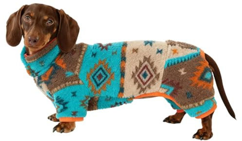 UOSIA Winter-Dackel-Hundepullover, Mantel, Rollkragenpullover, Fleece, 4-Bein, Warm, Gemütlich, Dackel-Overall, Kleidung, Aufdruck, Ganzkörper-Welpen-Outfit, Geeignet Für