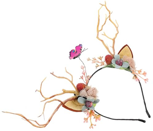 VICASKY Weihnachtsgeweih Haarreif mit Ast-motiv Weihnachtsstirnband als Accessoire für Festivals Waldmotiv Kopfschmuck für Winterfeiern und Partys