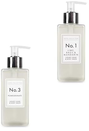 Hotel Collection Luxury Hand & Body Wash Set, Lime Basil & Mandarin and Pomegranate, 250ml Each