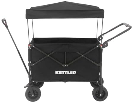 KETTLER Bollerwagen Easy | Faltbar | mit Bremse & Schiebegriff (Schwarz)
