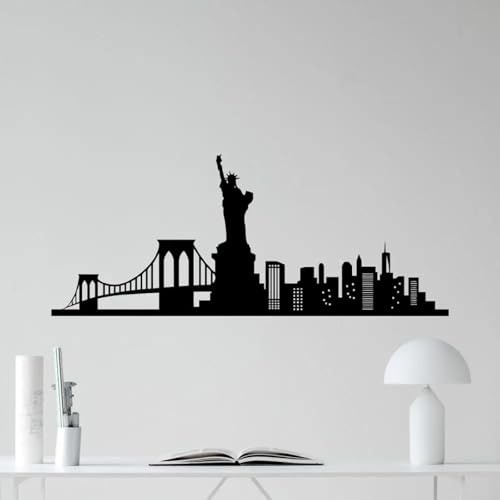Statua nera di adesivi da parete New York Skyline adesivo in vinile decorare salotto carta da parati interna