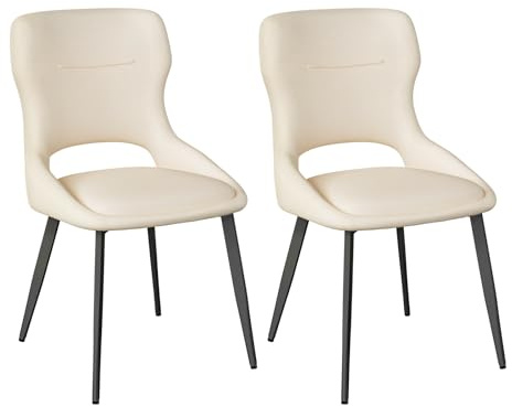 WOLTU Esszimmerstühle 2er Set gepolstert, mit Ausschnitt Rückenlehne, Samt | Küchenstühle, für Esszimmer, Küche, Schlafzimmer, Beige