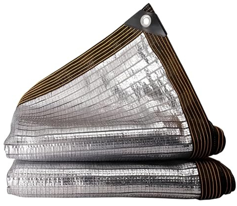 Bâche Filet d'Ombrage Réfléchissante en Aluminium 99%, Filet Pare-Soleil Résistant aux UV, Toile d'Ombrage avec Œillets pour Pergola Jardin Serre Terrasse(3.0x5.0m/9.8x16.4FT)