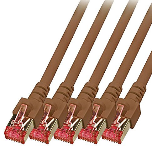 BIGtec LAN Kabel 5 Stück 3m Netzwerkkabel Ethernet Internet Patchkabel CAT.6 braun Gigabit SFTP doppelt geschirmt für Netzwerke Modem Router Switch 2 x RJ45 kompatibel zu CAT.5 CAT.6a CAT.7 Stecker