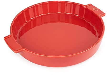 PEUGEOT - Runde Tarteform aus Keramik - 33 cm x 28 cm x 5,4 cm - Fassungsvermögen: 2,2 L - 10 Jahre Garantie - Rot