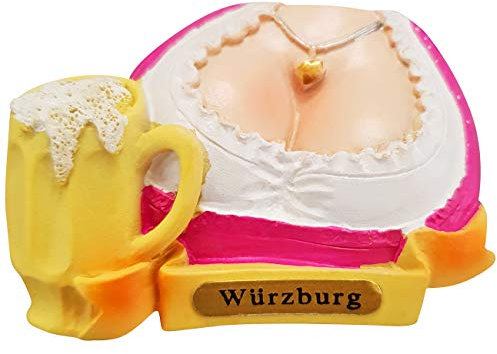 Ciffre Kühlschrank Magnet Polyresin Bierkrug Maß Bier Dirndl Busen - Würzburg B5