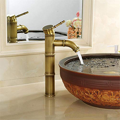 YAWEDA Kupfer Antike Gesicht Bassin-Hahn-Retro-Plattform-Becken Handwaschbecken Kaltwasser-Mixer Waschbecken Wasserhahn Einhand-Zweihand-Anschluss