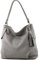 modamoda de T185 Damen Leder Schultertasche Handtasche handmade in Italy, Farbe:Quarzgrau