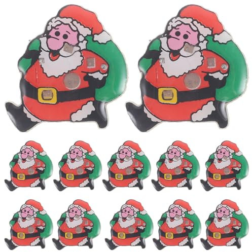 20pcs Weihnachten Anstecknadeln LED Brosche Pins Weihnachtsmann Medaillon Pin Brosche mit Licht Kinder Geschenk