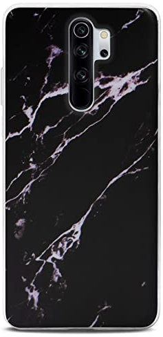 ONEFLOW Sense Funda para teléfono móvil compatible con Xiaomi Redmi Note 8 Pro, funda de aspecto mármol, con protector de cámara y pantalla, blanco brillante, Temper
