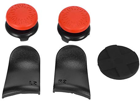 5 in 1 Controller Zubehör für PS5, Thumb Stick Grip Key Cap Joystick Cover, L1/R2 Key Cap Trigger Extender, Joystick Key Cap, Cross Key Cap (Rot)