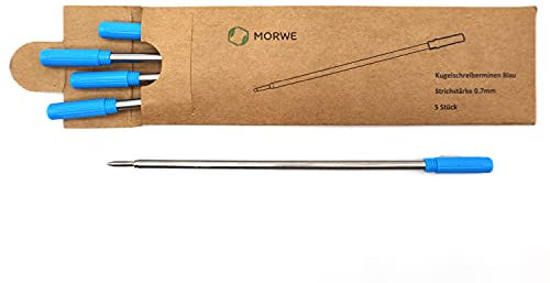 MORWE – Kugelschreiberminen blau/ 5er Set Internationale Minen C1 (Twist) passend für viele Kugelschreiber/Kugelschreiber-Minen aus Metall für nachfüllbare, nachhaltige Kugelschreiber blaue Tinte