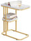 SoBuy FBT110-G Mesa Auxiliar Moderna con Extremo de café, sofá, Mesa de Centro, mesita de Noche, Efecto mármol, Estructura de Metal Dorado, 50x30x58 cm ES