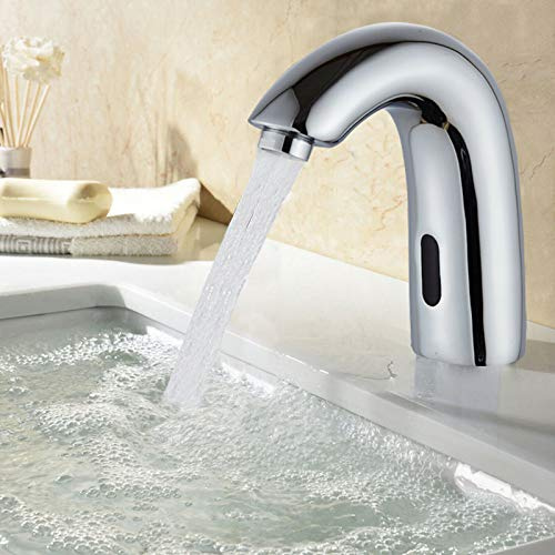 SHZICMY Robinet à capteur infrarouge pour toilettes sans contact - Robinet automatique sans contact - Mitigeur de lavabo - Robinet de lavabo à induction sans contact - Robinet de salle de bain
