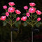 Aolyty 2 Pcs LED Solar Garden Lights, Decorative Waterproof Roses Stake Light, 7 Flowers Outdoor Artificial Ornaments for Grave Patio (Pink)