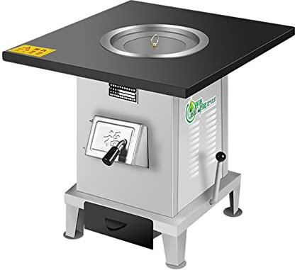 YYUINU Estufa De Hierro Fundido para Calefacción De Leña Sin Humo, Estufa De Pellets para Calefacción/Cocina, Segundo Quemador con Ahorro De Energía, Calefacción para Toda La Casa,40CM