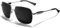 KANASTAL Groß Sonnenbrille Herren und Damen Retro Klassische Polarisiert Sonnenbrille mit Premium Quadratisch Metallrahmen UV400 Schutz, Silber Rahmen Schwarz Gläser