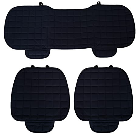 Rebeca Shop 3 Universal-Autositzbezüge | Sitzschutz 2 vorne und 1 hinten | Protector Comfort Automotive Innenkissen (schwarz)