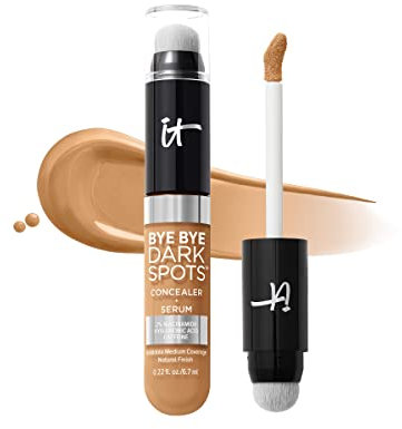IT Cosmetics, Sérum Correcteur Bye Bye Dark Spots, Couvrance Moyenne Modulable, Enrichi en Niacinamide, Acide Hyaluronique & Caféine, 6,7 ml, Teinte : Medium Warm 32
