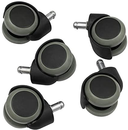 5 Bürostuhl Rollen 11mm x 22mm Stift | Bis 200 kg | Hartbodenrollen | für Gaming- Büro- Drehstühle | ideal für Parkett, Laminat, Fliesen… (5 Rollen (für einen Stuhl))