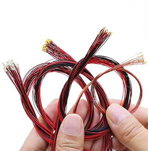 Fil SMD LED 0402 0603 0805 1206 Micro Puce Filaire pré-soudée 20 cm 3 V scènes de modèle ferroviaire 10 pièces (Color : 0805 Yellow)