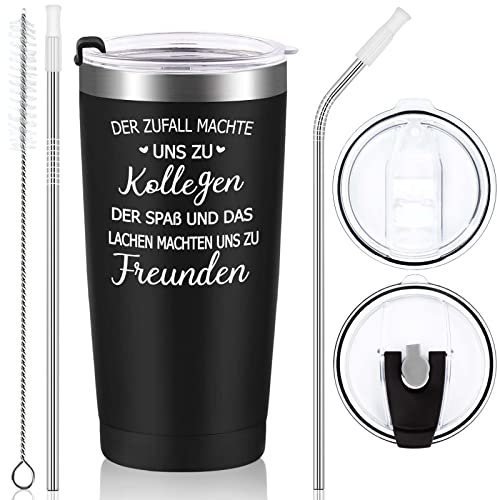 Livole Kleine Geschenke Abschied Kollegen, Kleine Abschiedsgeschenke für Kollegen, Tasse mit Spruch - Der Spaß und Das Lachen Machten Uns zu Freunden - 20oz Camping Becher, 600ml Edelstahl Weinbecher