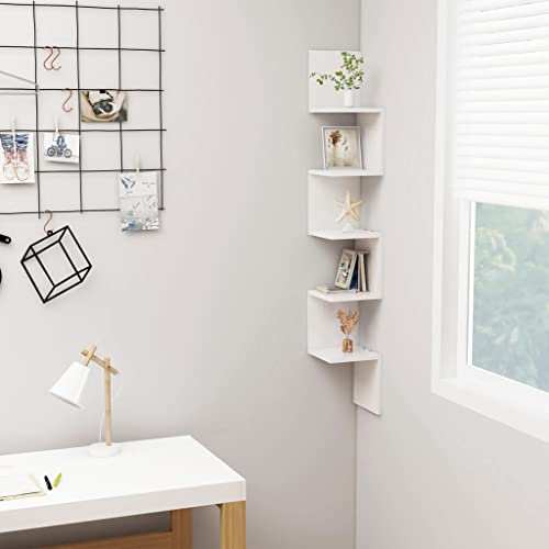 FIRBNUS 20x20x127,5 cm Bücherregal Wand Eckregal Wandregale Regalboden Hängeregal Wand Regale Regal Hochglanz Weiß Schwebend für Wohnzimmer Kinderzimmer Wandregal Holzwerkstoff mit Mattem Finish